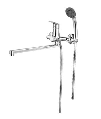 Uzun Çıkışlı Tek Kollu Banyo Bataryası Duvara Montaj, Krom