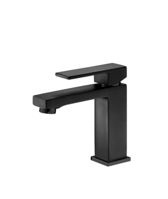 Korozyona Karşı Seramik Kartuş Tek Kulp Lavabo Bataryası Mat Siyah Çamaşır Musluğu