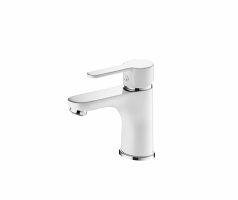 Pirinç Sıcak ve Soğuk Su Lavabo Bataryası tek kulplu krom/beyaz