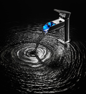 Banyo Lavabo Musluk Güvertesi Montaj Tek Kılavuz Şelale Havzası Karıştırıcı Musluk LED Tek Delik Chrome